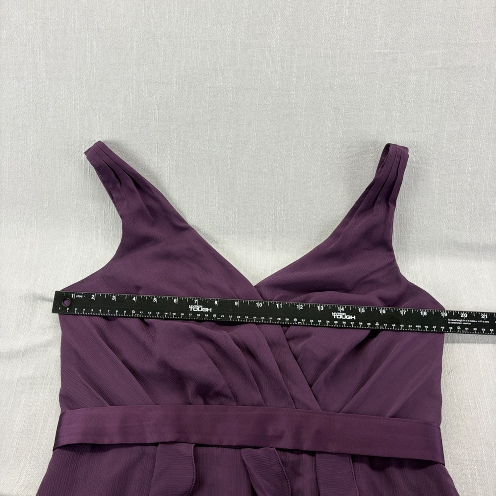 White by Vera Wang Gown Chiffon Plum Purple Solid Ruffle Size 14 VW360189 - Picture 5 of 9
